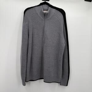 Icebreaker Sweater Mens XXL Grey Lodge Long Sleeve Merino 1/2 Zip Ribbed Knit 2X